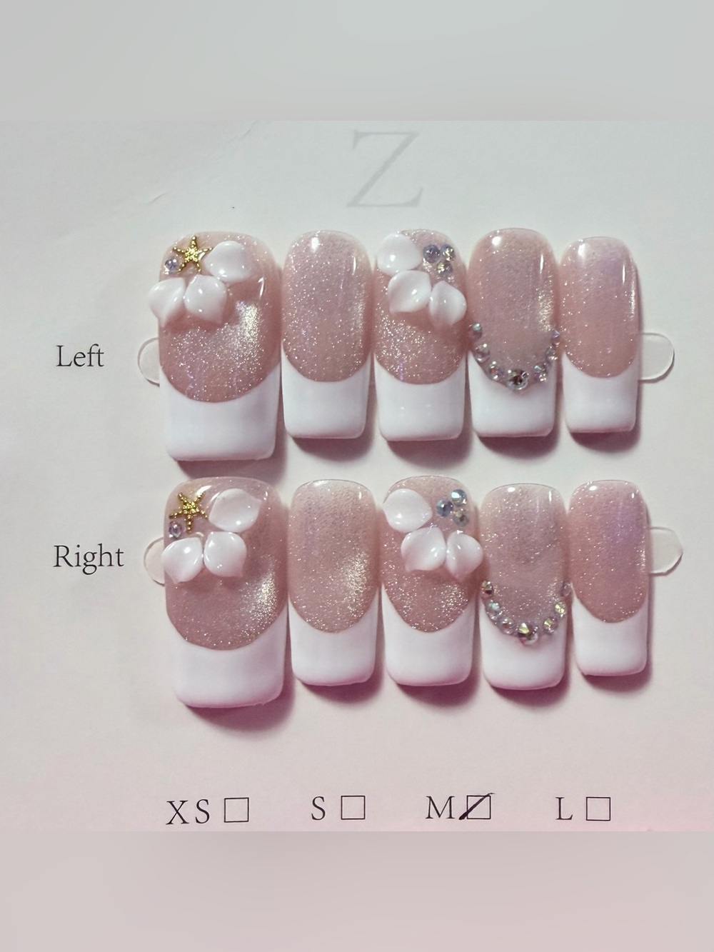 Handcrafted Pink and White Floral Press-On Nail Set